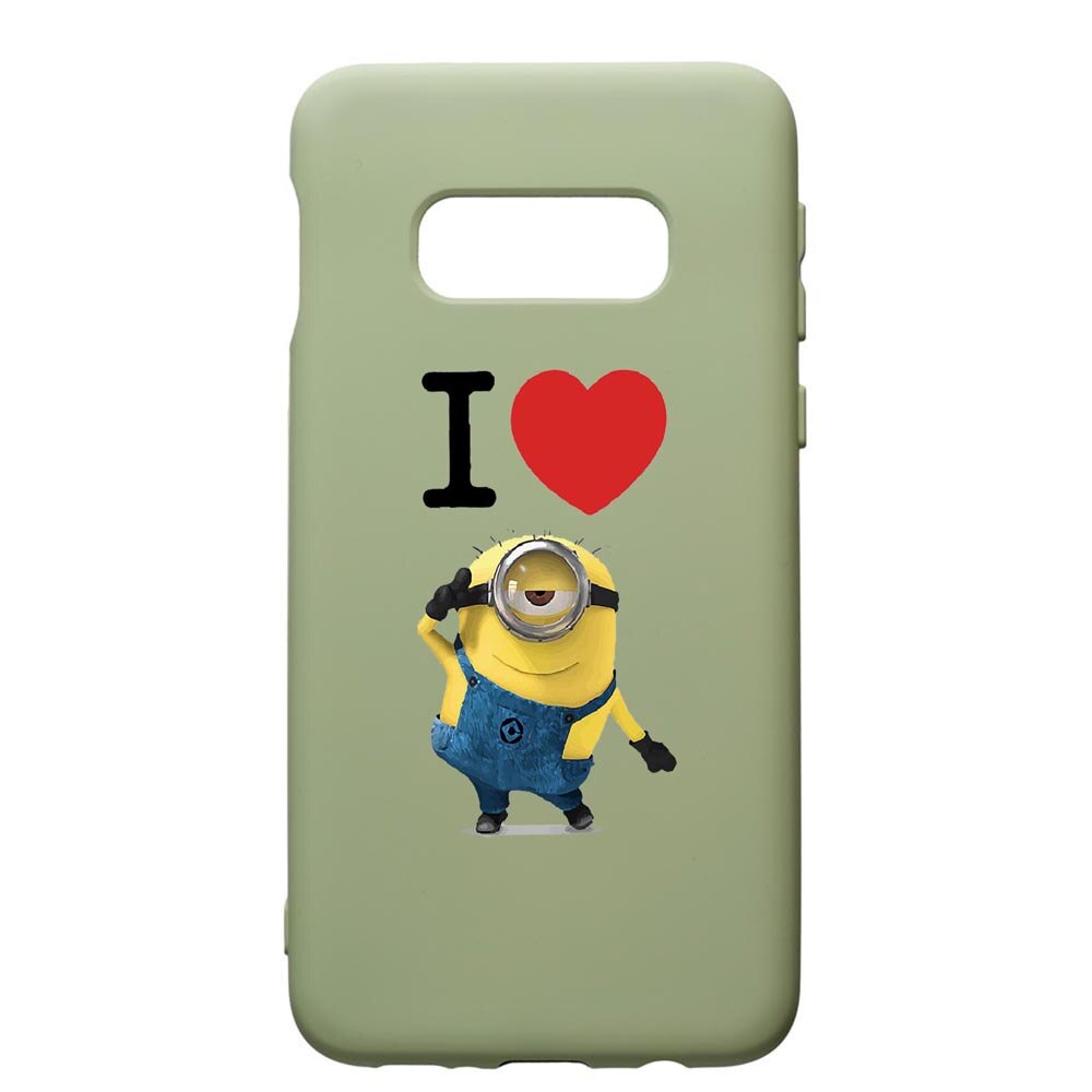 Husa de protectie Samsung Galaxy S10E, I Love Minion, silicon, cu interiorul din material textil, protectie camera, Beryl, PGR216