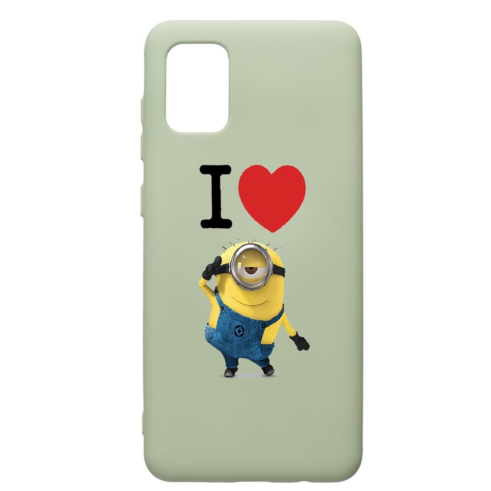 Husa de protectie Samsung Galaxy A31, I Love Minion, silicon, cu interiorul din material textil, protectie camera, Beryl, PGR216