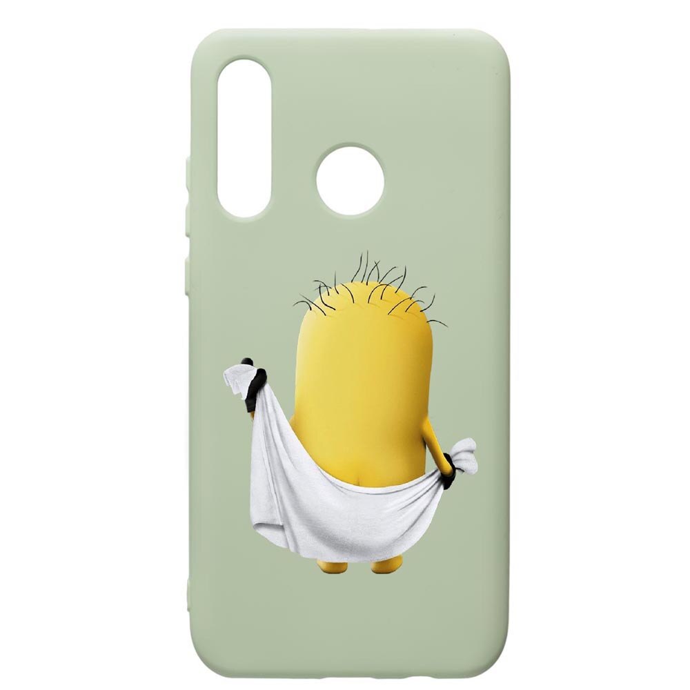 Husa de protectie Huawei P30 Lite, Cartoon, Minion, silicon, cu interiorul din material textil, protectie camera, Beryl, PGR219