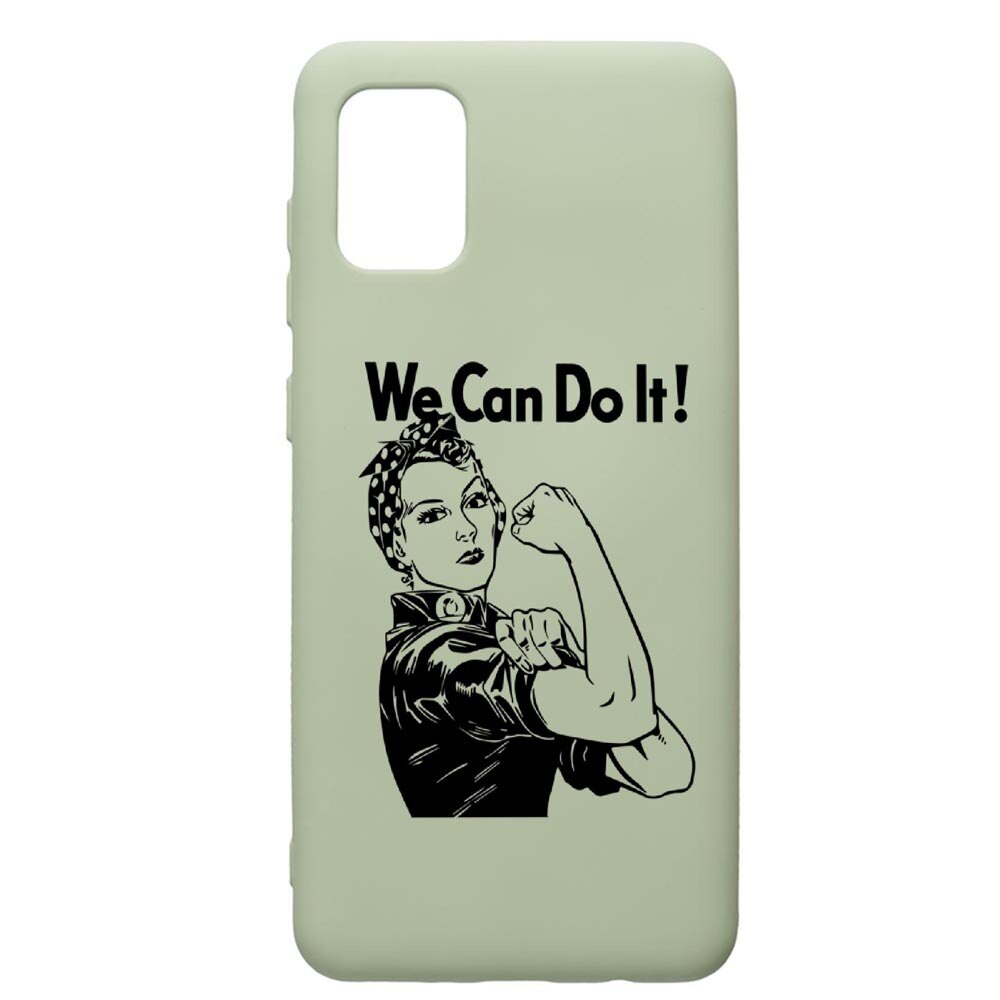 Husa de protectie Samsung Galaxy A41, Woman, We Can Do It, silicon, cu interiorul din material textil, protectie camera, Beryl, PGR226