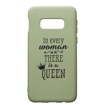Husa de protectie Samsung Galaxy S10, Woman, Queen, silicon, cu interiorul din material textil, protectie camera, Beryl, PGR227 Husa de protectie Samsung Galaxy S10, Woman, Queen, silicon, cu interiorul din material textil, protectie camera, Beryl, PGR227