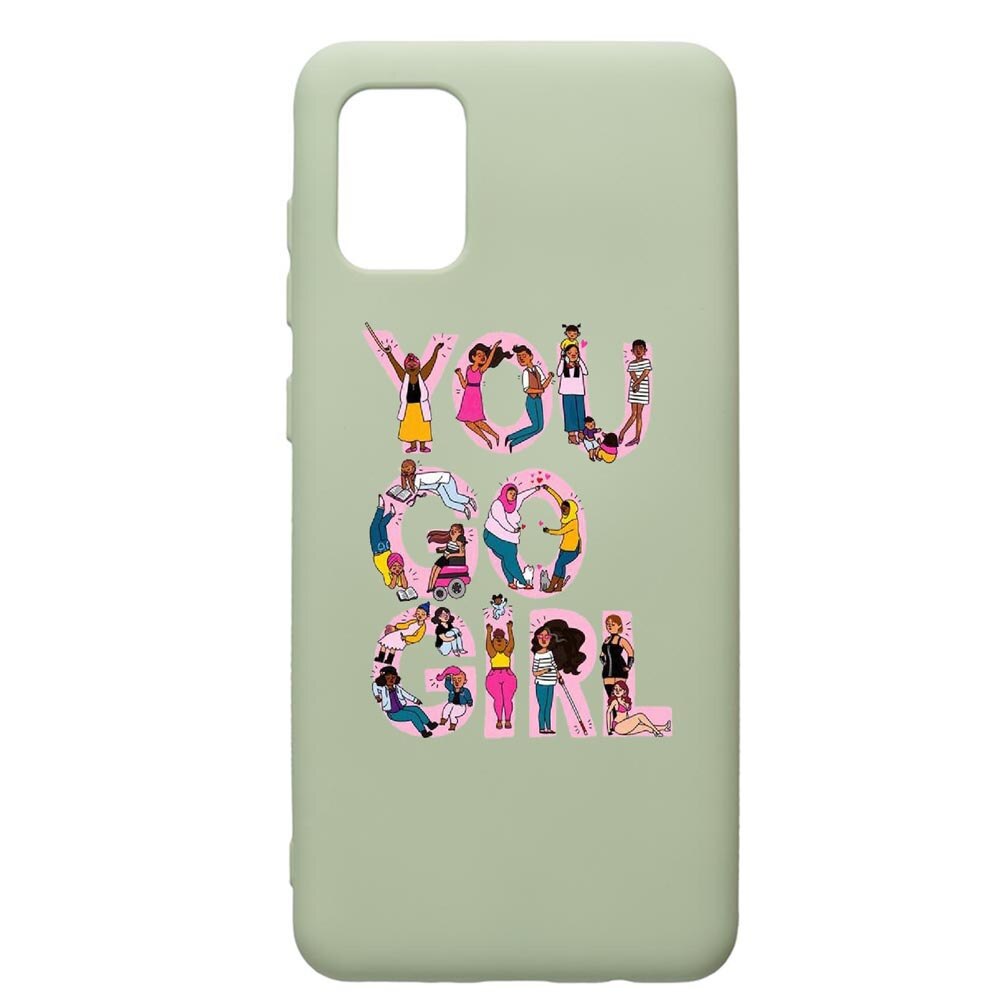 Husa de protectie Samsung Galaxy A31, Girl Power, silicon, cu interiorul din material textil, protectie camera, Beryl, PGR250