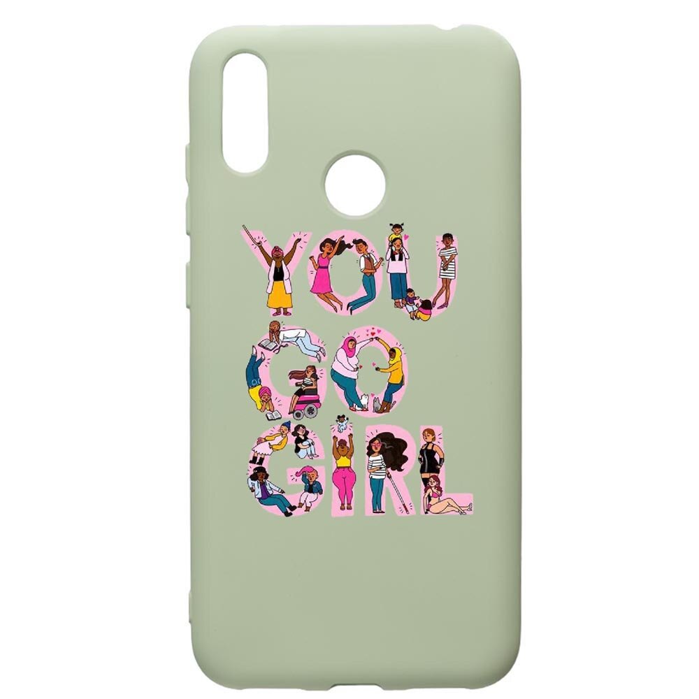 Husa de protectie Huawei Y7 2019, Girl Power, silicon, cu interiorul din material textil, protectie camera, Beryl, PGR250