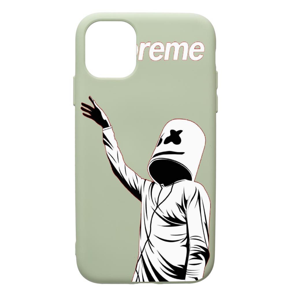 Husa de protectie Apple iPhone 11, Supreme, Marshmello, silicon, cu interiorul din material textil, protectie camera, Beryl, PGR255