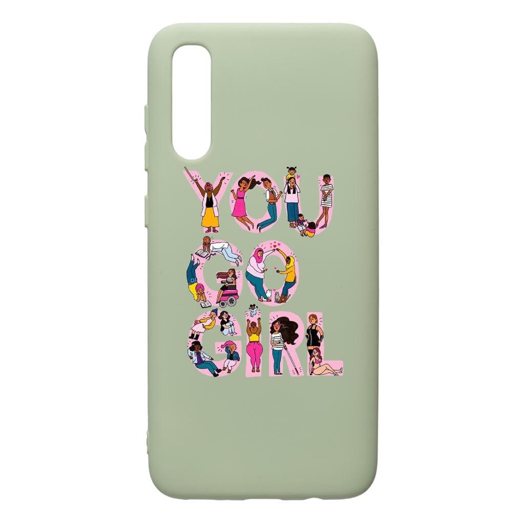 Husa de protectie Samsung Galaxy A70, Girl Power, silicon, cu interiorul din material textil, protectie camera, Beryl, PGR250