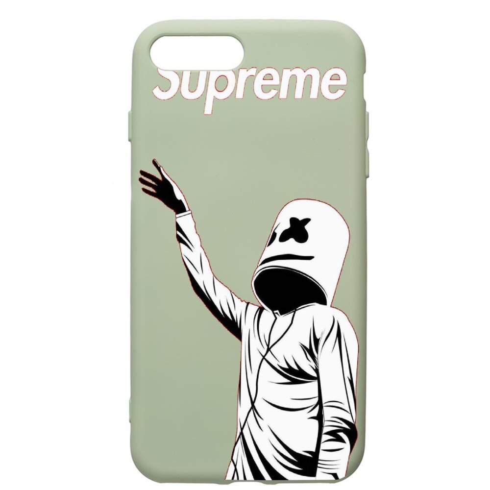 Husa de protectie Apple iPhone 8 Plus / iPhone 7 Plus, Supreme, Marshmello, silicon, cu interiorul din material textil, protectie camera, Beryl, PGR255