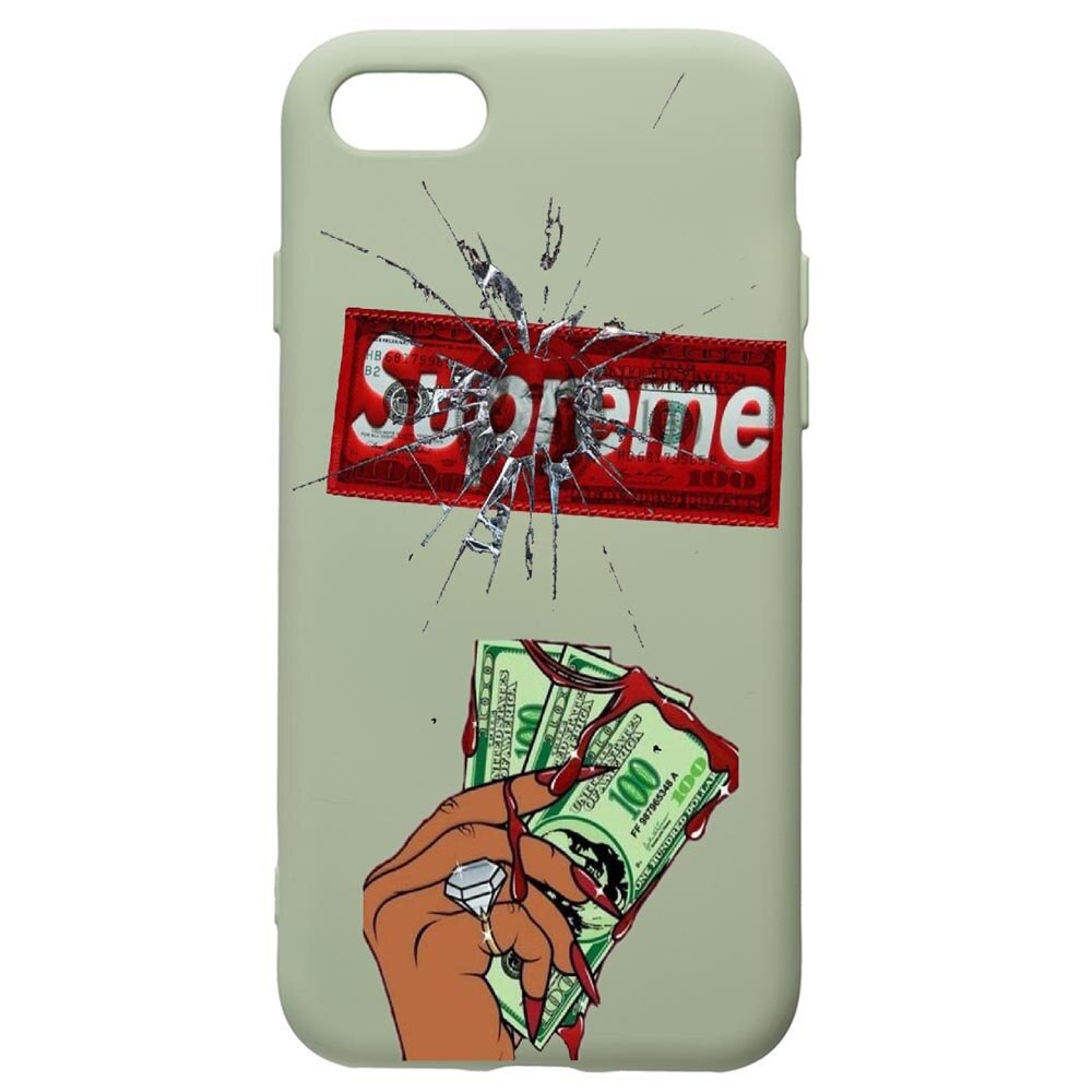 Husa de protectie Apple iPhone SE 2 / iPhone 8 / iPhone 7, Supreme, Money, silicon, cu interiorul din material textil, protectie camera, Beryl, PGR257