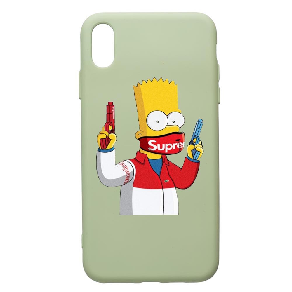 Husa de protectie Apple iPhone XS / X, Supreme, The Simpsons, silicon, cu interiorul din material textil, protectie camera, Beryl, PGR270