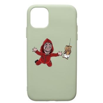 Husa de protectie Apple iPhone 11 Pro, La Casa De Papel, silicon, cu interiorul din material textil, protectie camera, Beryl, PGR294 Husa de protectie Apple iPhone 11 Pro, La Casa De Papel, silicon, cu interiorul din material textil, protectie camera, Beryl, PGR294