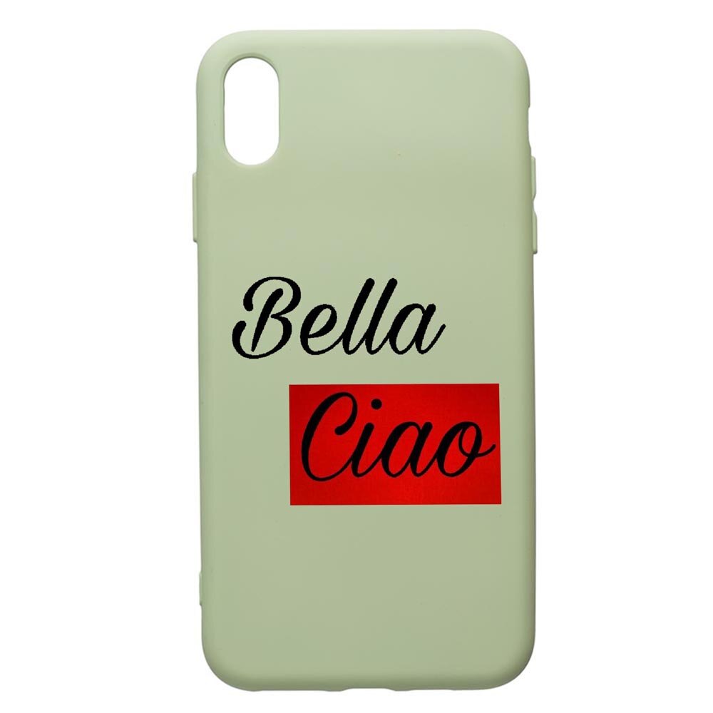 Husa de protectie Apple iPhone XS / X, La Casa De Papel Ciao Bella, silicon, cu interiorul din material textil, protectie camera, Beryl, PGR293