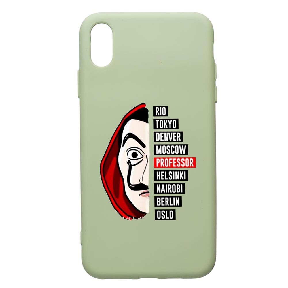 Husa de protectie Apple iPhone XS Max, La Casa De Papel, silicon, cu interiorul din material textil, protectie camera, Beryl, PGR302