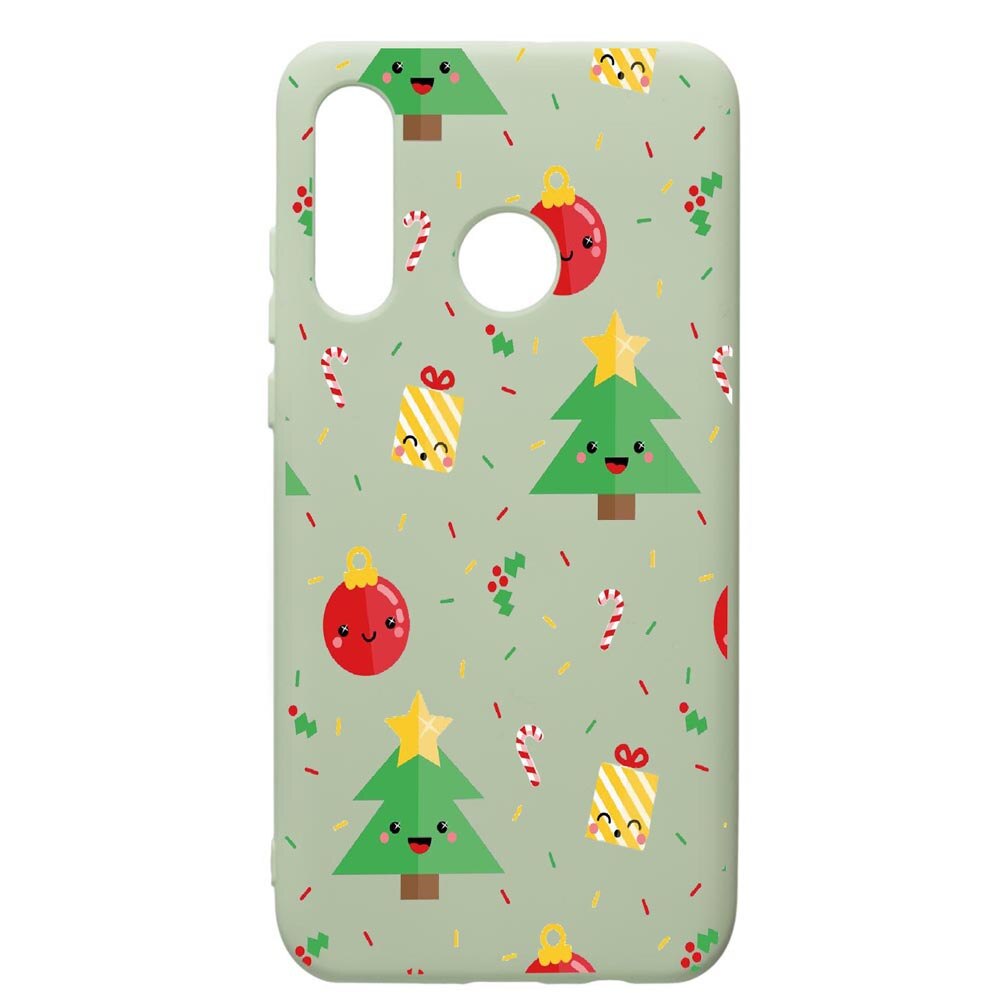 Husa de protectie Huawei P30 Lite, Xmas, silicon, cu interiorul din material textil, protectie camera, Beryl, PGR309