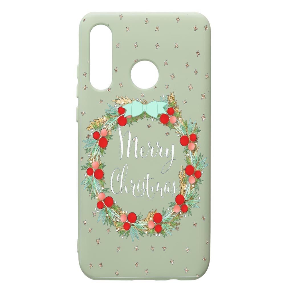 Husa de protectie Huawei P30 Lite, Xmas, silicon, cu interiorul din material textil, protectie camera, Beryl, PGR312