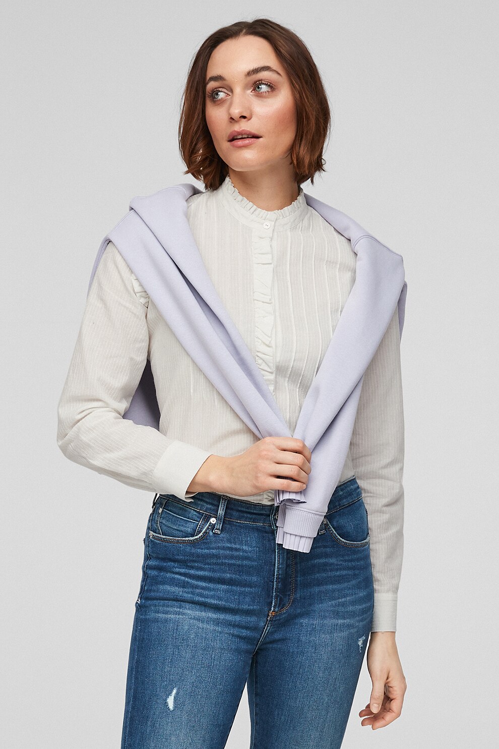 s.Oliver, Camasa cu volane pe umeri, Alb, XL