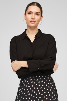 s.Oliver, Camasa cu segment cu pliuri pe partea din spate, Negru s.Oliver, Camasa cu segment cu pliuri pe partea din spate, Negru