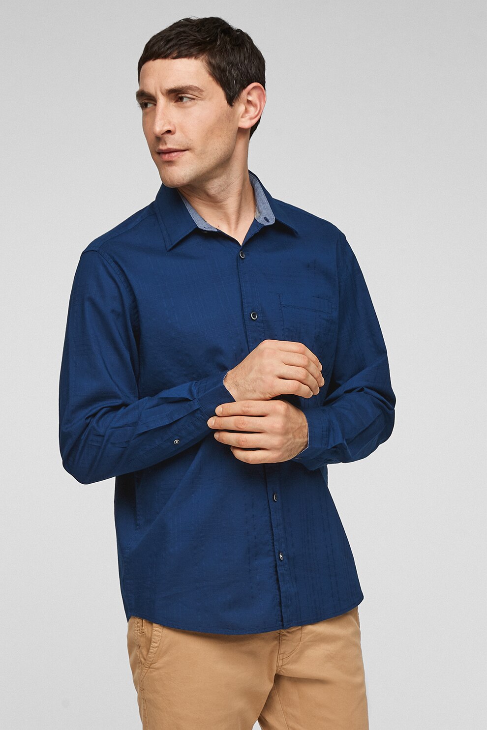 s.Oliver, Camasa regular fit cu buzunar pe piept, Bleumarin