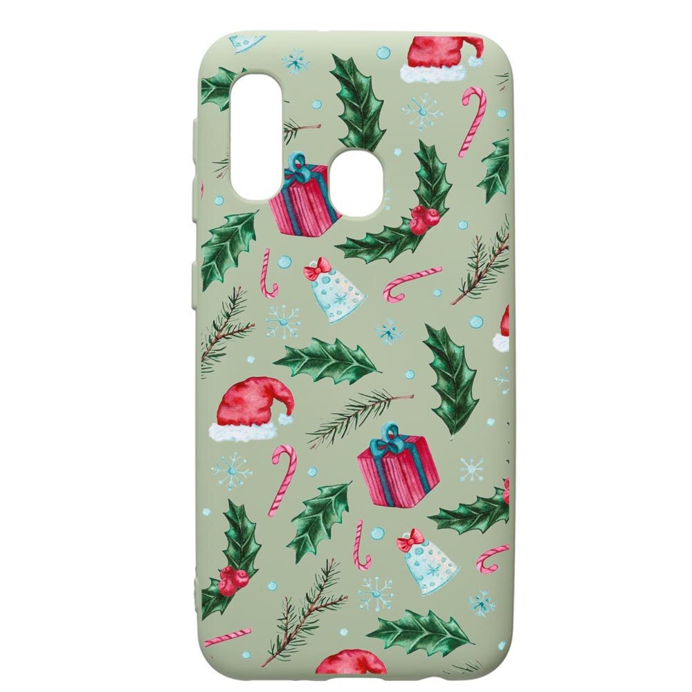 Husa de protectie Samsung Galaxy A40, Xmas, silicon, cu interiorul din material textil, protectie camera, Beryl, PGR314