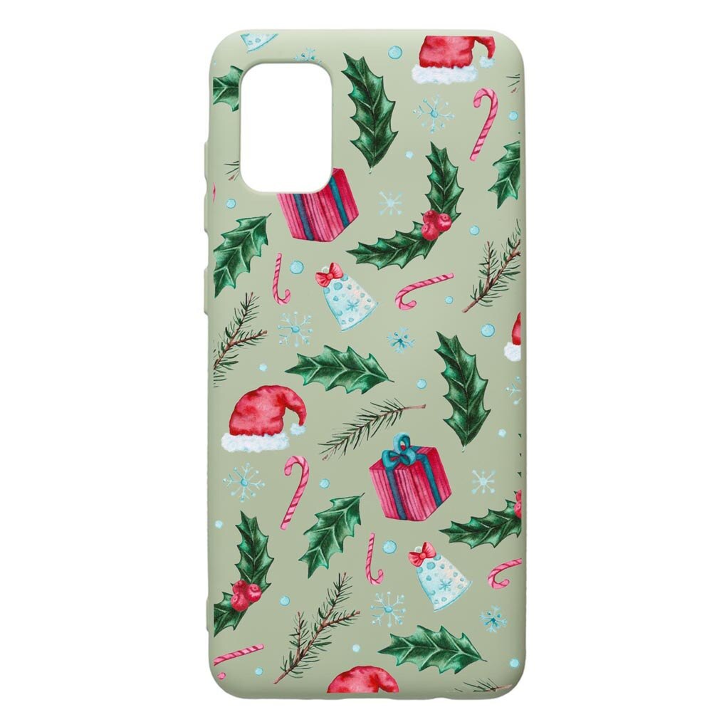 Husa de protectie Samsung Galaxy A41, Xmas, silicon, cu interiorul din material textil, protectie camera, Beryl, PGR314