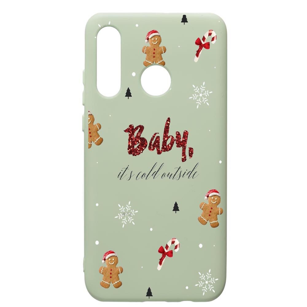 Husa de protectie Huawei P30 Lite, Xmas, silicon, cu interiorul din material textil, protectie camera, Beryl, PGR319