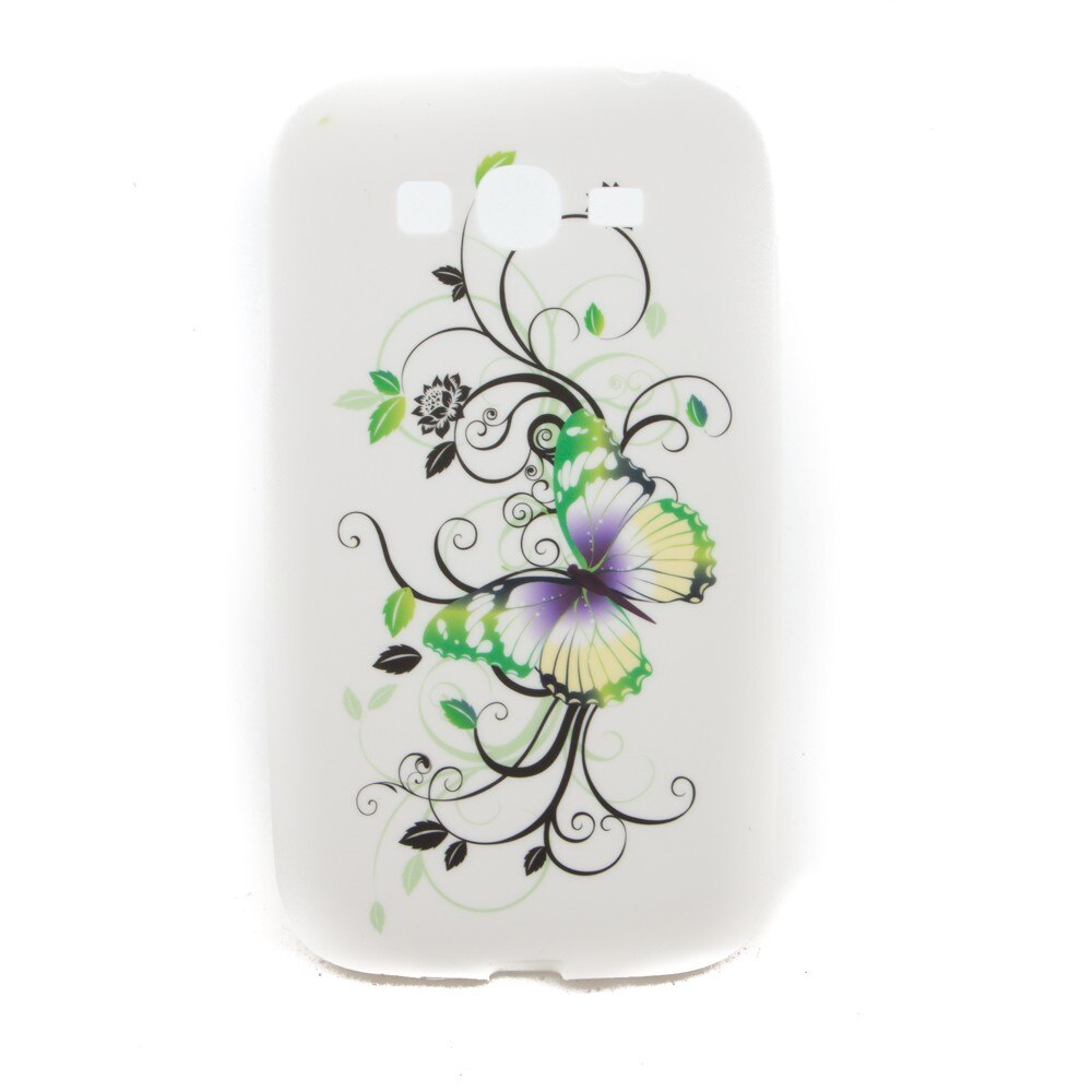 Husa Samsung Galaxy Grand i9080, silicon, alb, fluture, verde