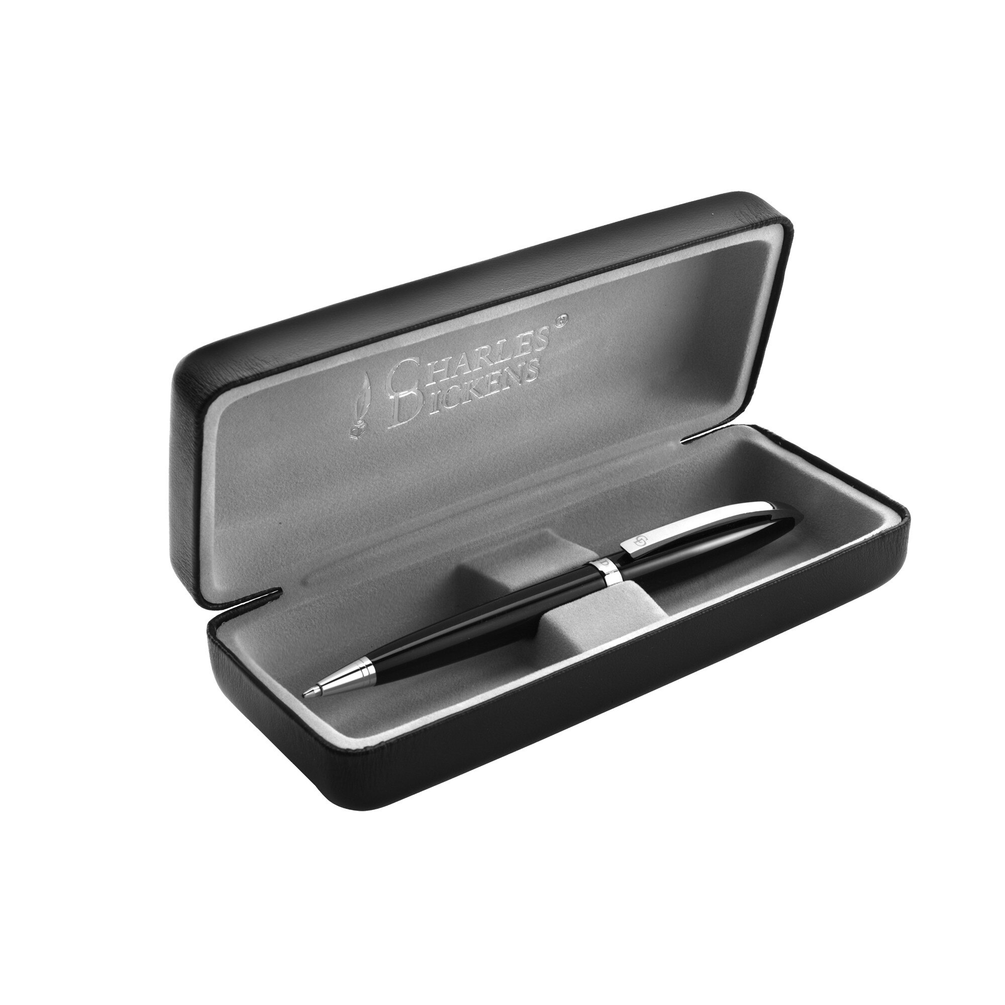 Pix metalic negru Charles Dickens in cutie din piele