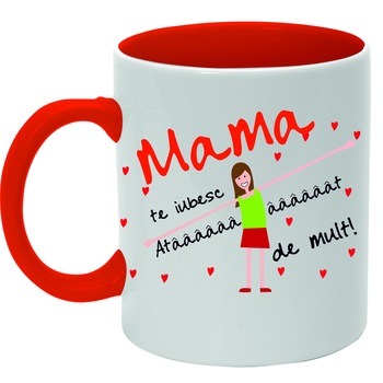 Cana personalizata cu interior rosu 300 ml  Cana personalizata cu interior rosu 300 ml