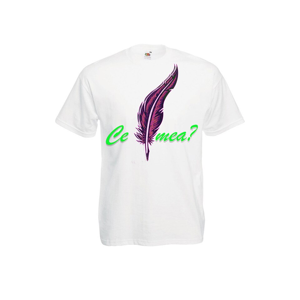 Tricou barbatesc personalizat Fruit of the loom, alb, Ce pana mea? S