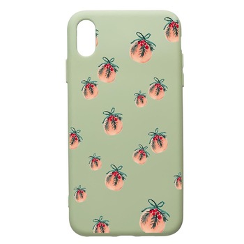 Husa de protectie Apple iPhone XS / X, Xmas, silicon, cu interiorul din material textil, protectie camera, Beryl, PGR339 Husa de protectie Apple iPhone XS / X, Xmas, silicon, cu interiorul din material textil, protectie camera, Beryl, PGR339