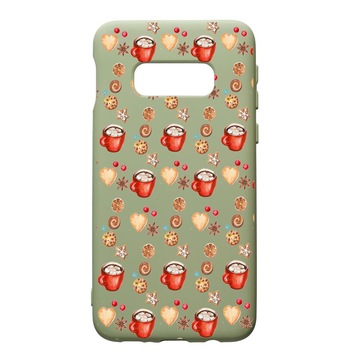 Husa de protectie Samsung Galaxy S10E, Xmas Coffee, silicon, cu interiorul din material textil, protectie camera, Beryl, PGR343 Husa de protectie Samsung Galaxy S10E, Xmas Coffee, silicon, cu interiorul din material textil, protectie camera, Beryl, PGR343