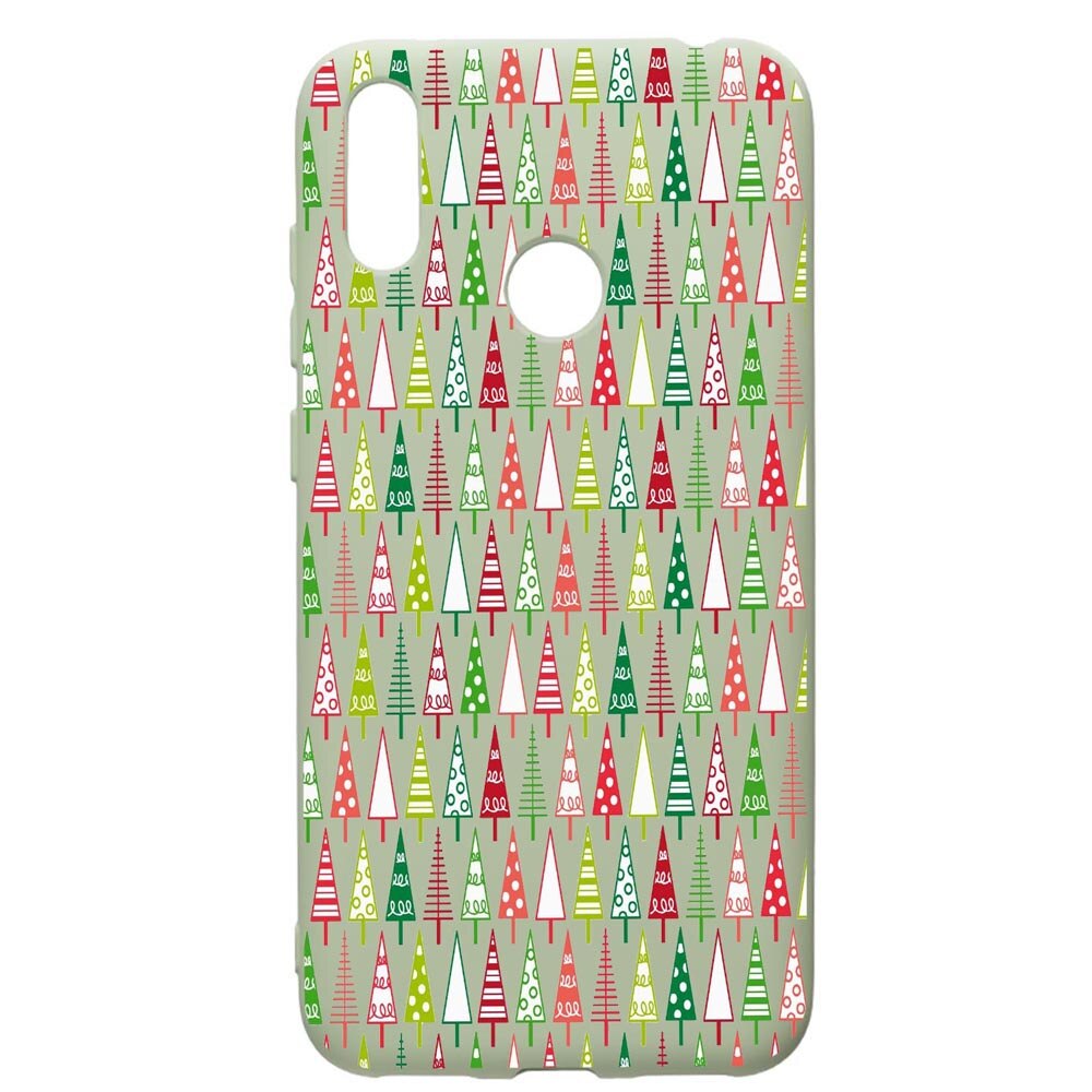 Husa de protectie Huawei Y7 2019, Xmas tree, silicon, cu interiorul din material textil, protectie camera, Beryl, PGR340