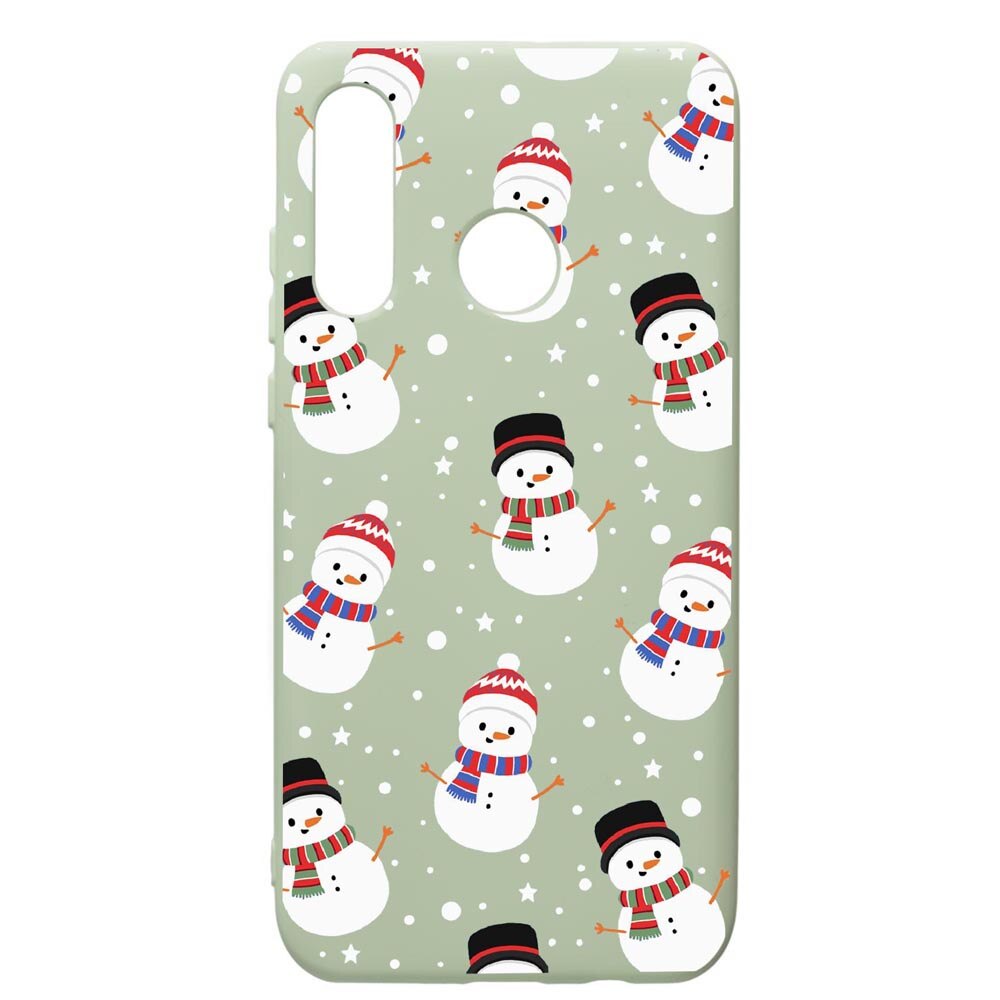 Husa de protectie Huawei P40 Lite E / Y7p, Snowman, silicon, cu interiorul din material textil, protectie camera, Beryl, PGR351