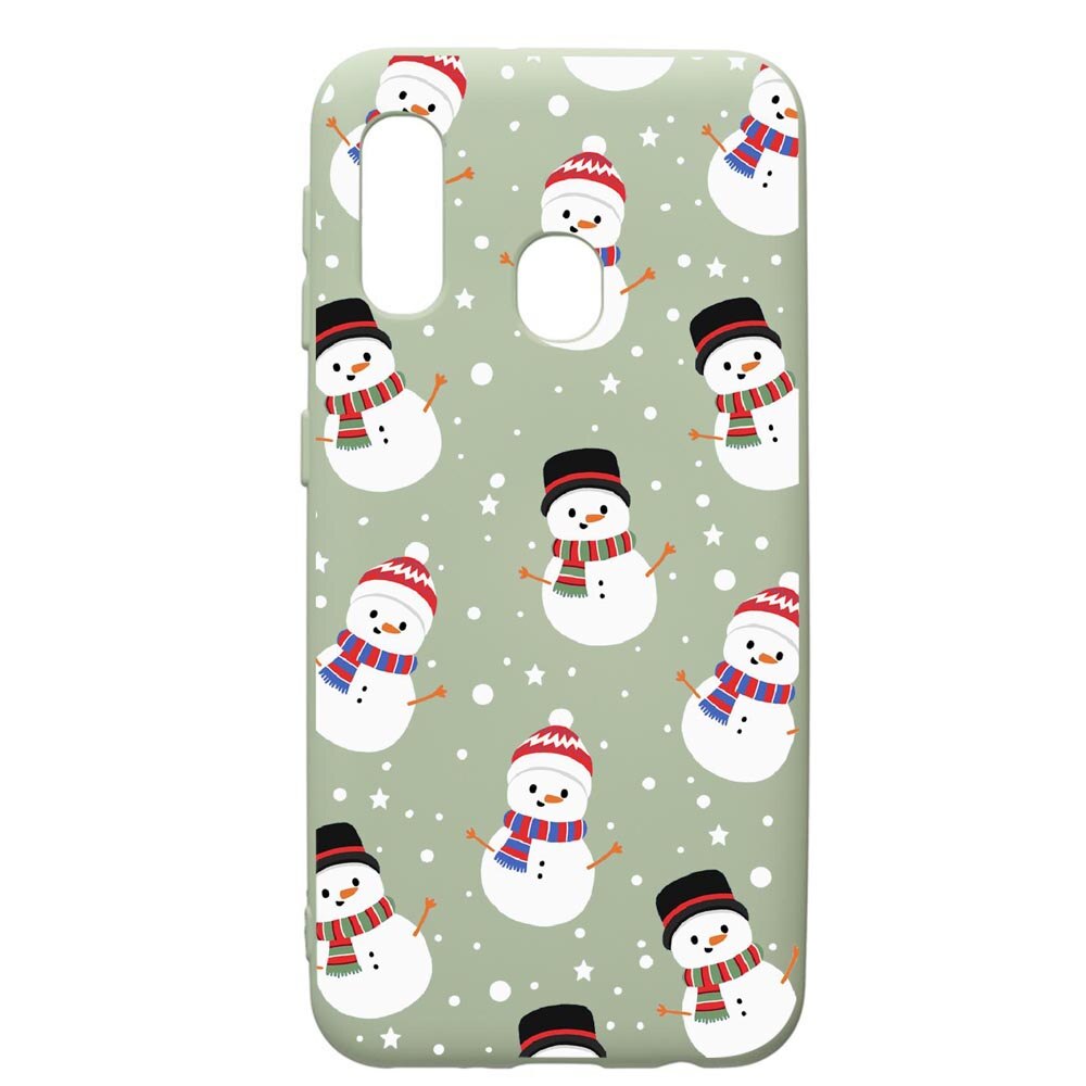 Husa de protectie Samsung Galaxy A40, Snowman, silicon, cu interiorul din material textil, protectie camera, Beryl, PGR351