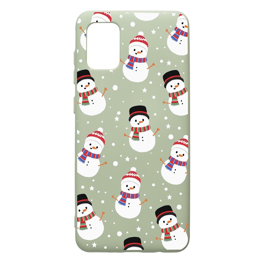 Husa de protectie Samsung Galaxy A41, Snowman, silicon, cu interiorul din material textil, protectie camera, Beryl, PGR351