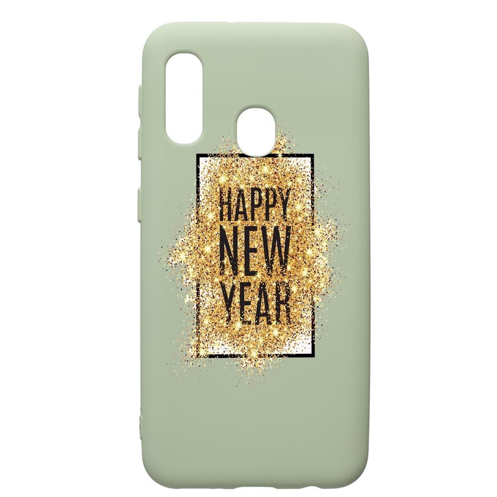 Husa de protectie Samsung Galaxy A40, Happy New Year, silicon, cu interiorul din material textil, protectie camera, Beryl, PGR355