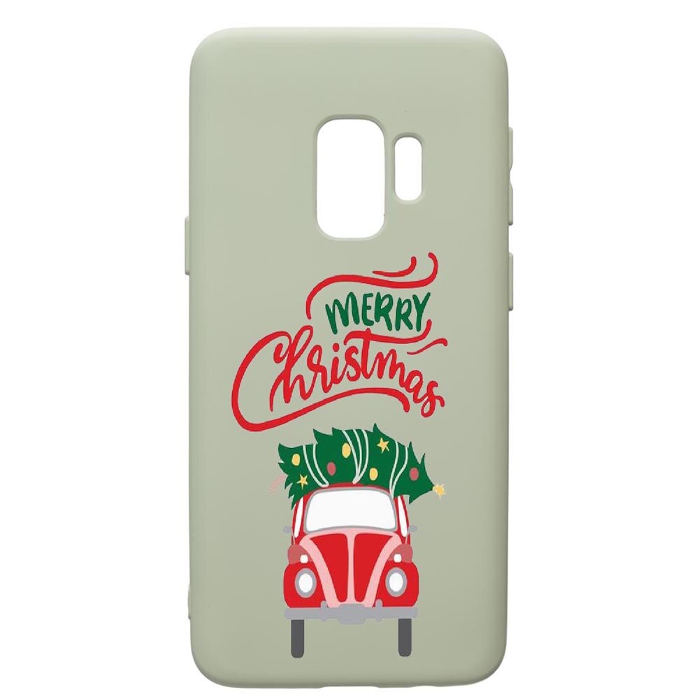 Husa de protectie Samsung Galaxy S9, Merry Xmas, silicon, cu interiorul din material textil, protectie camera, Beryl, PGR357