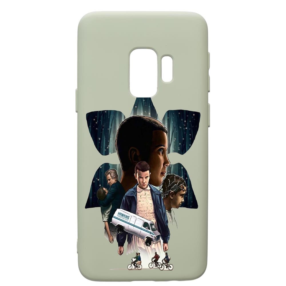 Husa de protectie Samsung Galaxy S9, Stranger Things, silicon, cu interiorul din material textil, protectie camera, Beryl, PGR373