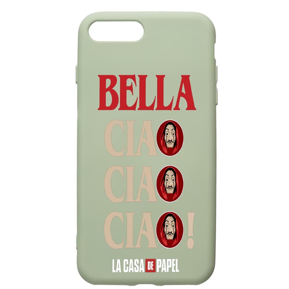 Husa de protectie Apple iPhone 8 Plus / iPhone 7 Plus, La Casa De Papel - Ciao Bella, silicon, cu interiorul din material textil, protectie camera, Beryl, PGR391