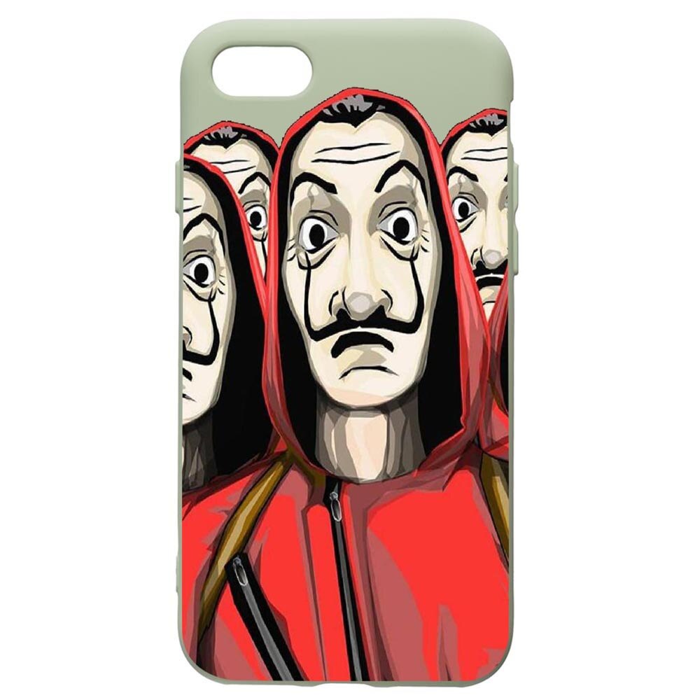 Husa de protectie Apple iPhone SE 2 / iPhone 8 / iPhone 7, La Casa De Papel, silicon, cu interiorul din material textil, protectie camera, Beryl, PGR390