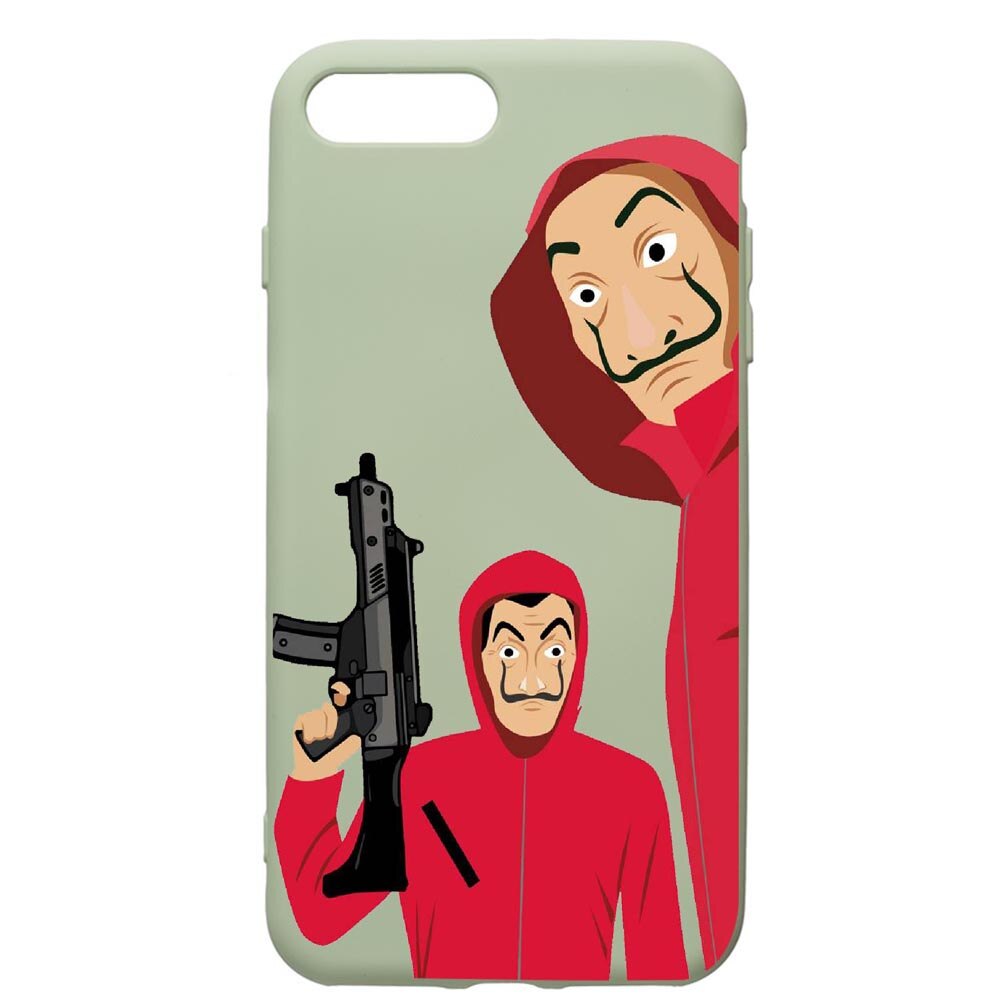 Husa de protectie Apple iPhone 8 Plus / iPhone 7 Plus, La Casa De Papel, silicon, cu interiorul din material textil, protectie camera, Beryl, PGR392