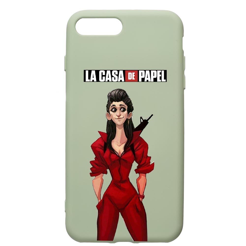 Husa de protectie Apple iPhone 8 Plus / iPhone 7 Plus, La Casa De Papel - Nairobi, silicon, cu interiorul din material textil, protectie camera, Beryl, PGR393