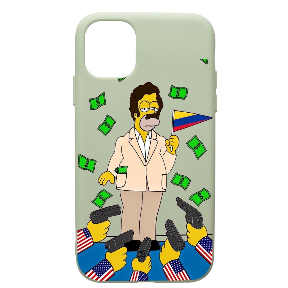 Husa de protectie Apple iPhone 12, Narcos Pablo Simpsons, silicon, cu interiorul din material textil, protectie camera, Beryl, PGR439