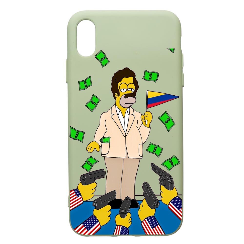 Husa de protectie Apple iPhone XS Max, Narcos Pablo Simpsons, silicon, cu interiorul din material textil, protectie camera, Beryl, PGR439