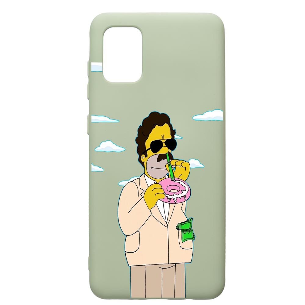 Husa de protectie Samsung Galaxy A71, Narcos Simpsons, silicon, cu interiorul din material textil, protectie camera, Beryl, PGR440