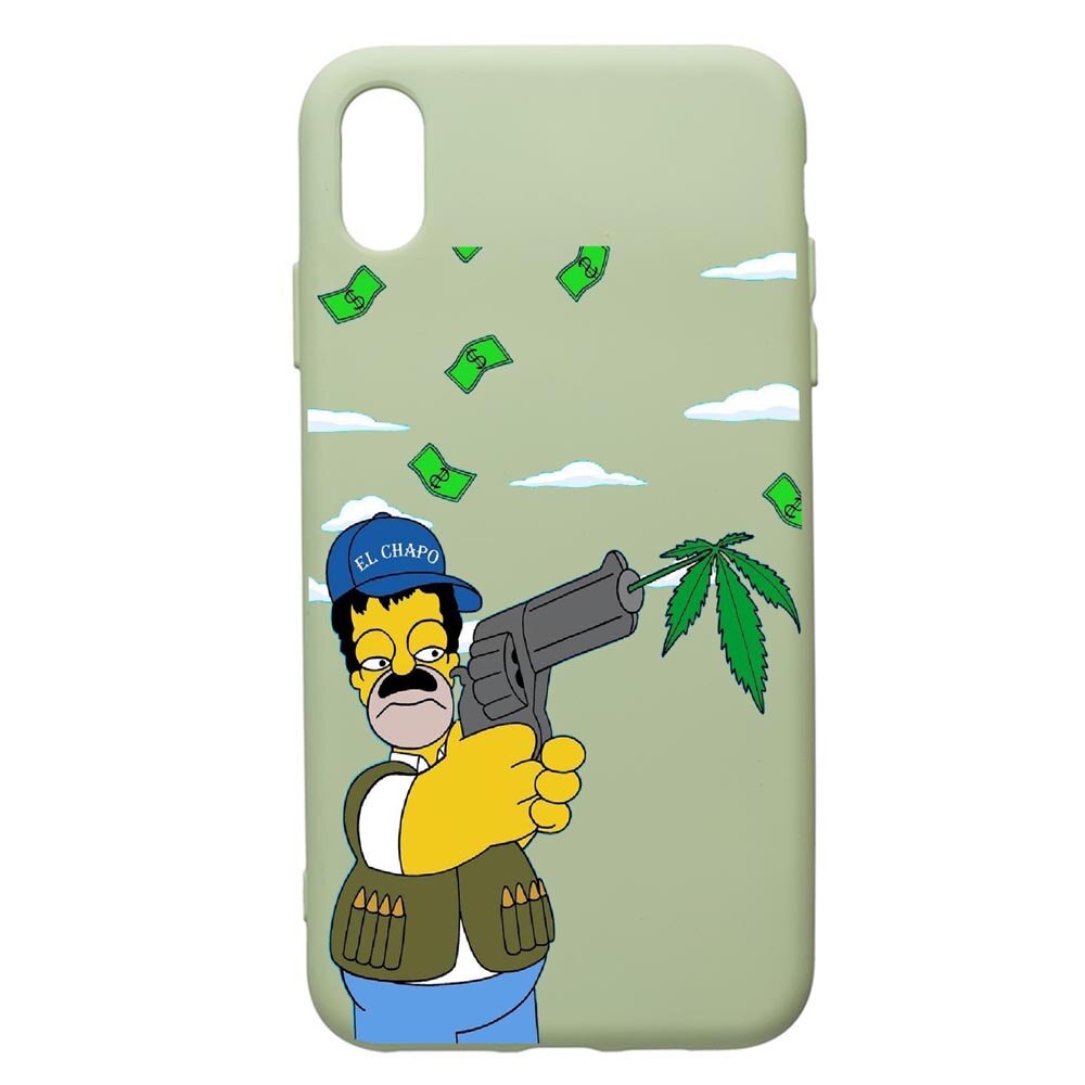 Husa de protectie Apple iPhone XR, Narcos Simpsons, silicon, cu interiorul din material textil, protectie camera, Beryl, PGR441