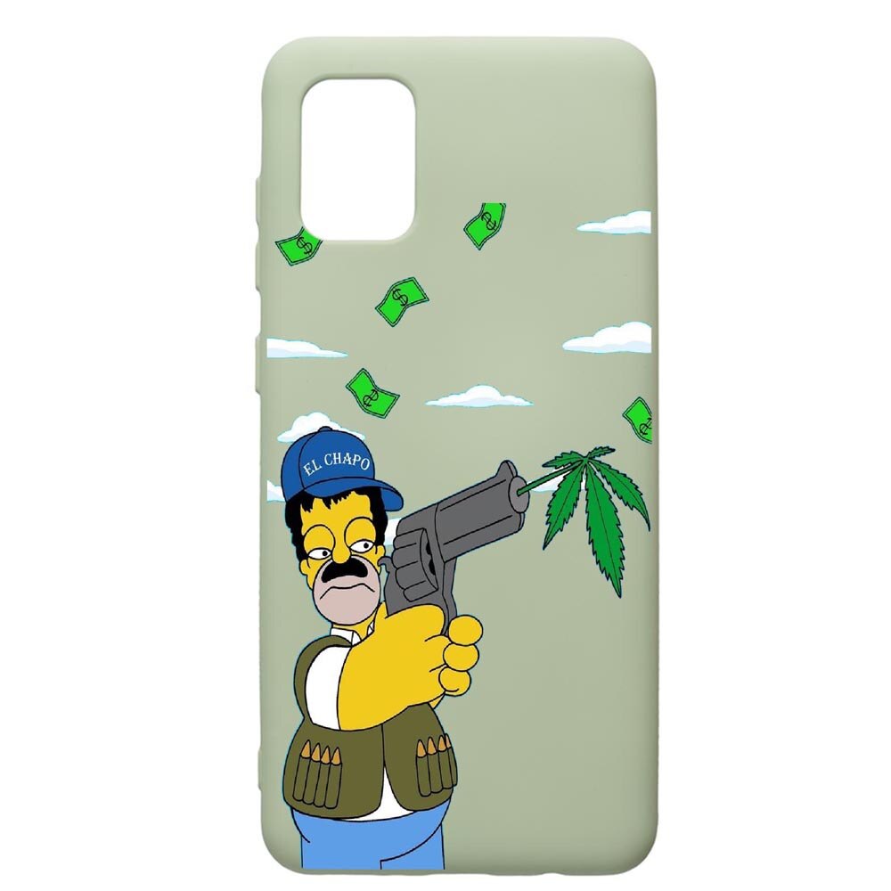 Husa de protectie Samsung Galaxy A41, Narcos Simpsons, silicon, cu interiorul din material textil, protectie camera, Beryl, PGR441