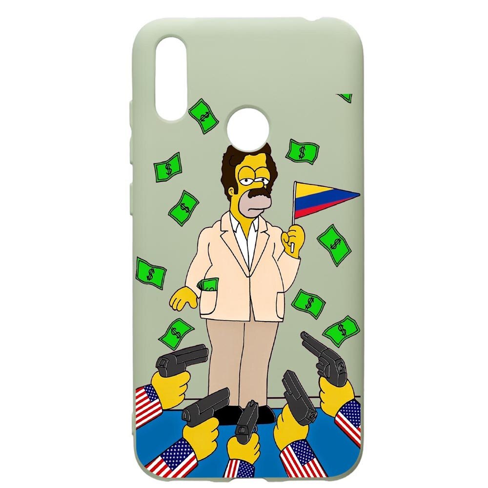 Husa de protectie Huawei Y7 2019, Narcos Pablo Simpsons, silicon, cu interiorul din material textil, protectie camera, Beryl, PGR439