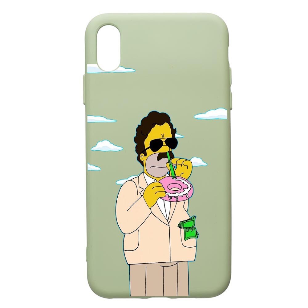 Husa de protectie Apple iPhone XR, Narcos Simpsons, silicon, cu interiorul din material textil, protectie camera, Beryl, PGR440