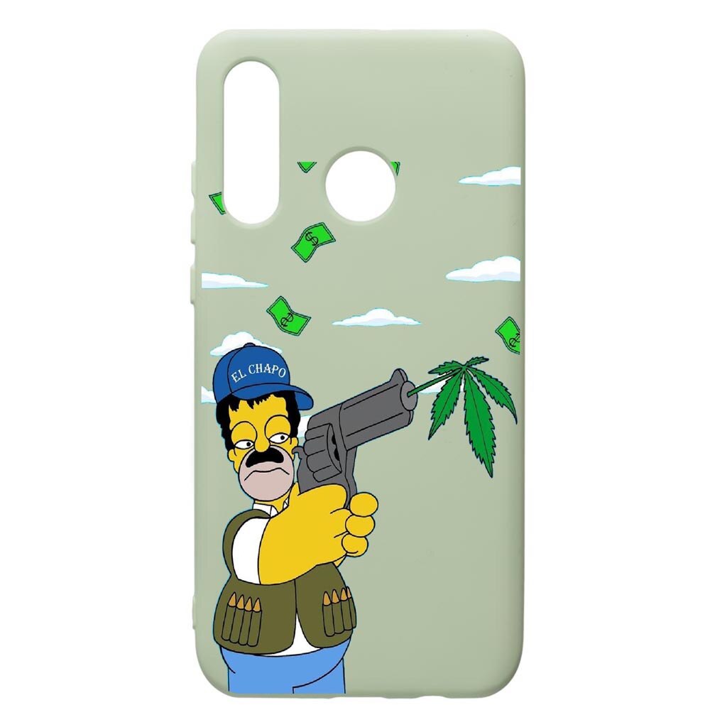 Husa de protectie Huawei P30 Lite, Narcos Simpsons, silicon, cu interiorul din material textil, protectie camera, Beryl, PGR441