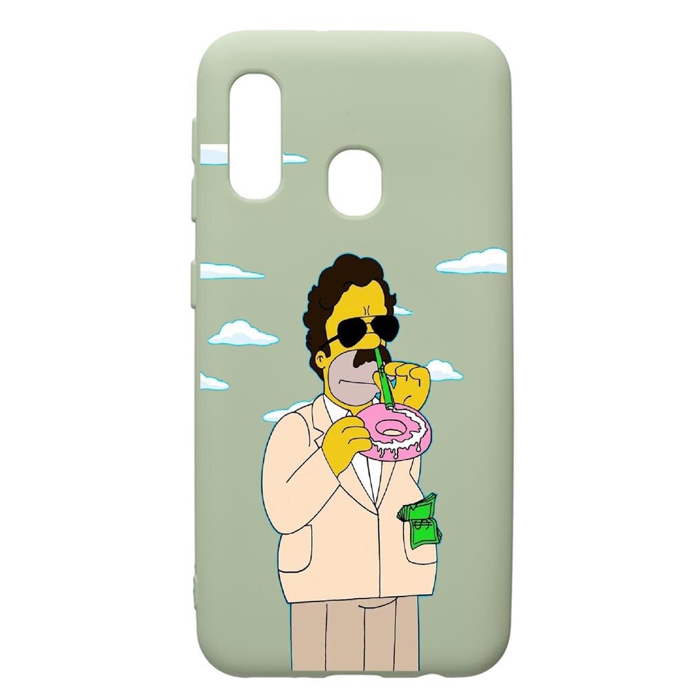 Husa de protectie Samsung Galaxy A40, Narcos Simpsons, silicon, cu interiorul din material textil, protectie camera, Beryl, PGR440