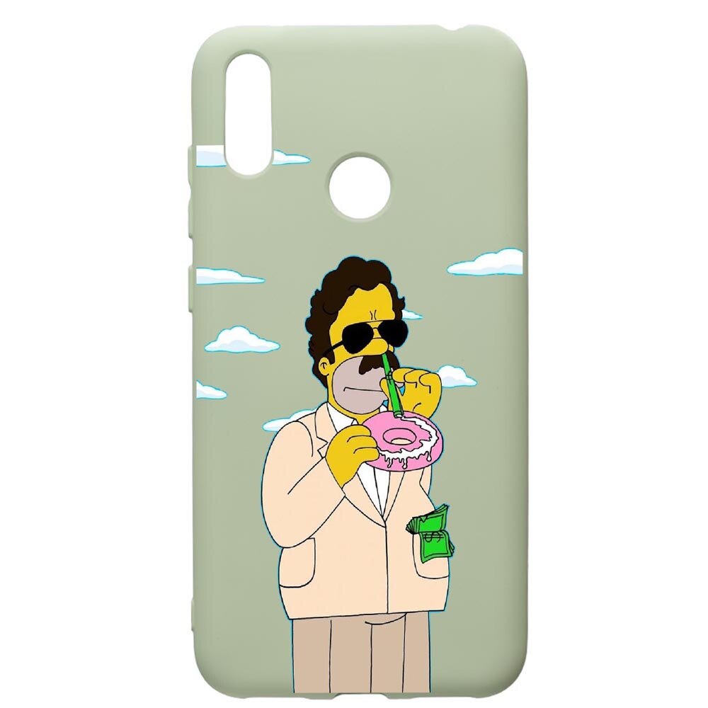 Husa de protectie Huawei Y7 2019, Narcos Simpsons, silicon, cu interiorul din material textil, protectie camera, Beryl, PGR440